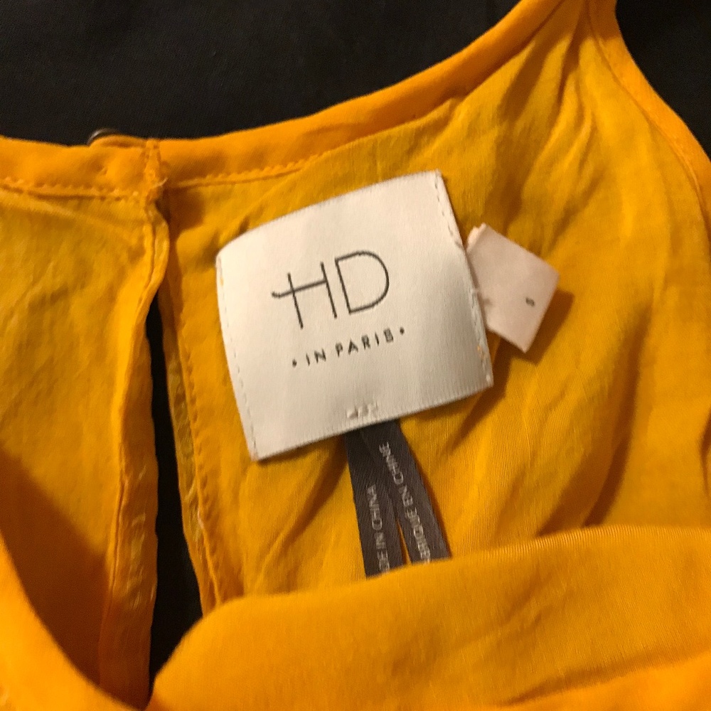 Long yellow HD in Paris dress